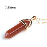 Gold Crystal Point Bullet Necklace