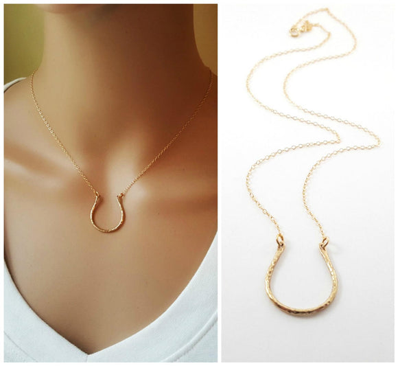 Horseshoe Charm Necklace - 14k Gold Fill Necklace - Simple Jewelry - Dainty Necklace - Gold Fill Jewelry - Lucky Necklace - Gift for Her