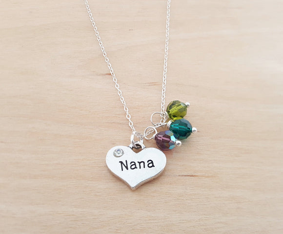 Amazon.com: Birthstone Nana Personalized Necklace - Handstamped Gift for  Grandma : Handmade Products