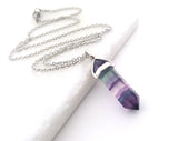 Rainbow Flourite Gemstone Crystal Pendant Necklace - Crystal Point Necklace - Sterling Silver Necklace - Simple Everyday Jewelry - Gift