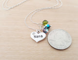 Nana Necklace - Grandmother Birthstone Necklace - Choose Your Birthstone - Sterling Silver Necklace - Multi Birthstone Necklace - Gift Idea