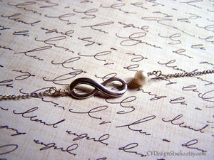 Infinity Sterling Silver and Freshwater Pearl Necklace