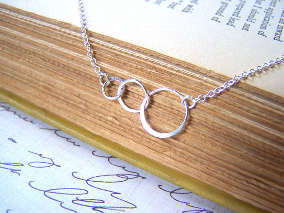 Triple Circle Sterling Silver Eternal Love Necklace / Gift for Her