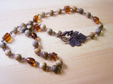 Natural Jasper Stone Amber Glass Copper Beaded Necklace / Gift for Her