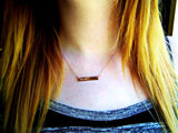 Rose Gold Bar Necklace - Hand Stamped Personalized Jewelry
