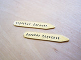Together Forever Custom Message Hand Stamped Brass Monogrammed Collar Stays / Gift for Him