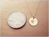 Gold Filled Initial Disc Hand Stamped Necklace