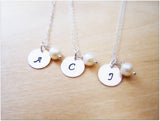 Monogrammed Freshwater Pearl Bridesmaid Necklace