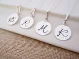Silver Script Hand Stamped Initial Personalized Sterling Silver Necklace