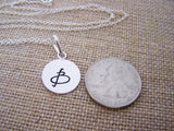 Silver Script Hand Stamped Initial Personalized Sterling Silver Necklace