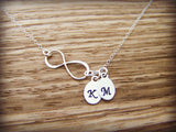 Sterling Silver Infinity Two Initial Hand Stamped Personalized Necklace / Gift for Her