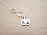 Sterling Silver Infinity Two Initial Hand Stamped Personalized Necklace / Gift for Her