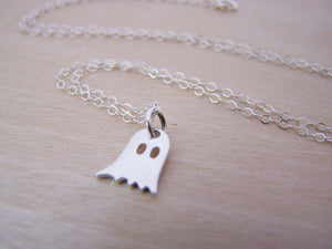 Pac Man Ghost Tiny Sterling Silver Necklace / Gift for Her