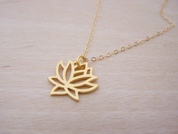 Lotus Flower 14k Gold Filled Dainty Necklace
