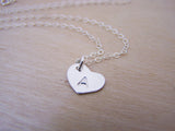 Sterling Silver Tiny Heart Hand Stamped Initial Personalized Necklace
