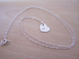 Sterling Silver Tiny Heart Hand Stamped Initial Personalized Necklace