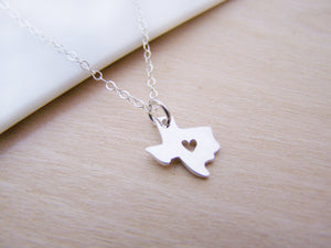 Texas State Sterling Silver Necklace / Gift for Her