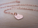 Tiny Heart Initial Disc Necklace / Gift for Her