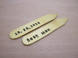 Hand Stamped Brass Collar Stays / Gift for Him