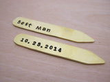 Hand Stamped Brass Collar Stays / Gift for Him