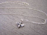 3D Bumblebee Charm Sterling Silver Necklace - Bee Pendant