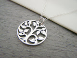 Tree of Life Cut Out Charm Sterling Silver Necklace Simple Jewelry / Gift for Her