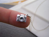 Tiny Camera Charm Photographer Sterling Silver Necklace / Gift for Her