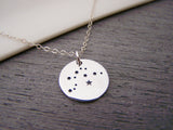 Aquarius Zodiac Constellation Sterling Silver Necklace