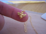 Bumblebee Charm Necklace - Honey Bee Minimalist Jewelry
