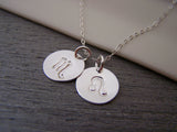 Two Disc - Two Signs - Astrology Necklace - Zodiac Sign Symbol Sterling Silver Necklace