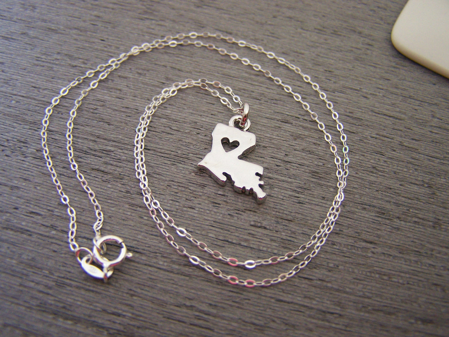 Louisiana State Heart Cut Out Charm Sterling Silver Necklace / Gift fo –  CYDesignStudio