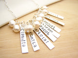 Family Names - Hand Stamped Name Bar Personalized Sterling Silver Necklace