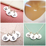 THREE Initial Disc hand Stamped Sterling Silver Necklace