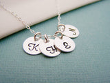 FOUR Initial Necklace - Tiny silver initial necklace