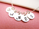 Tiny Initial Necklace - Hand Stamped Sterling Silver Initial Necklace