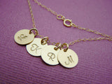 Gold initial necklace - tiny gold initial disc necklace