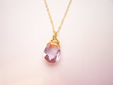 Light Amethyst Gemstone Wire Wrapped Briolette Teardrop Necklace - Gold Filled Necklace - June Birthstone - Pink Amethyst Necklace