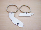 Hand Stamped State Key Chain