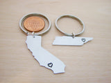 Hand Stamped State Key Chain