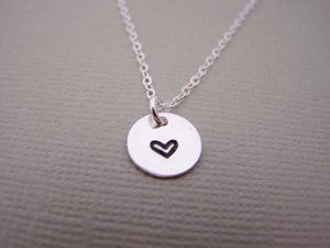 Tiny Heart Hand-stamped Sterling Silver Necklace
