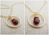 Vampire Diaries Necklace - Garnet Gemstone Wire Wrapped Briolette Teardrop Necklace