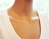 GOLD Tiny Diamond Necklace - 14k Gold Fill Dainty Choker Necklace