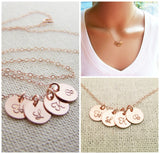 ROSE Gold Tiny Initial Disc Personalized Necklace