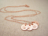 ROSE Gold Tiny Initial Disc Personalized Necklace