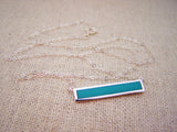 Turquoise Bar Sterling Silver Necklace - Gift for Her
