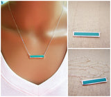 Turquoise Bar Sterling Silver Necklace - Gift for Her