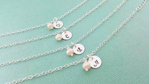 Pearl Initial Bracelet - Personalized Sterling Silver Jewelry - Bridesmaid Gift