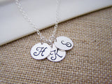Initial Disc Necklace - Personalized Hand Stamped Sterling Silver Necklace