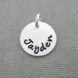 Add a Hand Stamped Name or a Date Charm - 1/2 inch Round Sterling Silver Tag