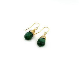 Green African Jade Gemstone Earrings in 14k Gold Fill